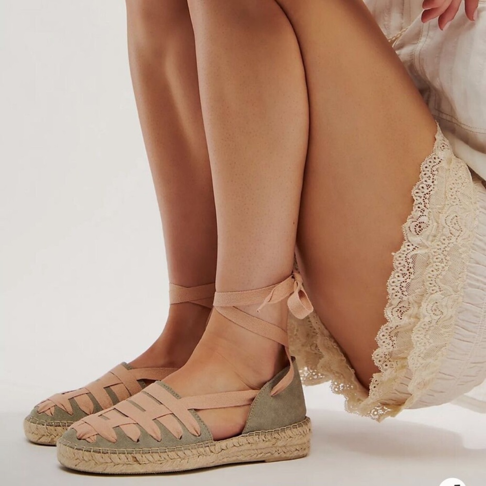 Free People Tan Espadrille Suede Sandals